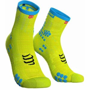 Compressport RACE V3.0 RUN HI Bežecké ponožky, reflexný neón, veľkosť 39-41