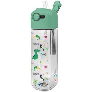 Oxybag DINO 450 ML Detská plastová fľaša na pitie, transparentná, veľkosť