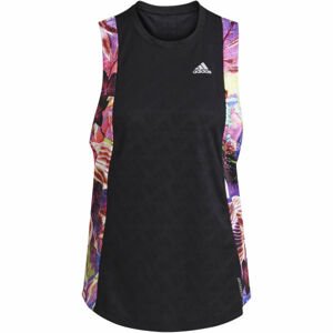 adidas OWN THE RUN FLORAL TANK Dámske tielko, čierna, veľkosť M