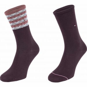 Tommy Hilfiger WOMEN SEASONAL TENCEL SOCK 2P FOLK STRIPE Dámske ponožky, hnedá, veľkosť 35-38