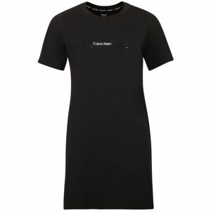 Calvin Klein EMBOSSED ICON LOUNGE-S/S NIGHSHIRT Dámske šaty, čierna, veľkosť