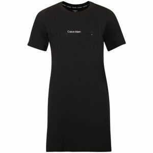 Calvin Klein EMBOSSED ICON LOUNGE-S/S NIGHSHIRT Dámske šaty, čierna, veľkosť XS