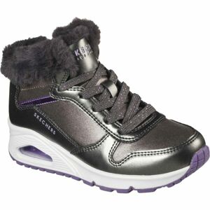 Skechers UNO - COZY ON AIR Detská zimná obuv, sivá, veľkosť 29