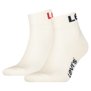 Levi's MID CUT SPORT LOGO 2P Unisex ponožky, biela, veľkosť 35-38