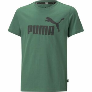 Puma ESS LOGO TEE B Chlapčenské tričko, tmavo zelená, veľkosť 128