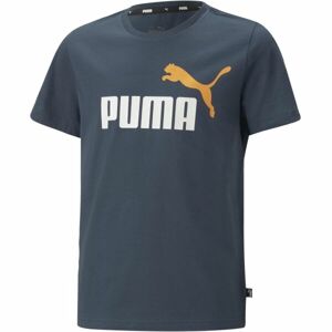 Puma ESS + 2 COL LOGO TEE Chlapčenské tričko, tmavo modrá, veľkosť 116