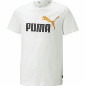 Puma ESS + 2 COL LOGO TEE Chlapčenské tričko, biela, veľkosť 128