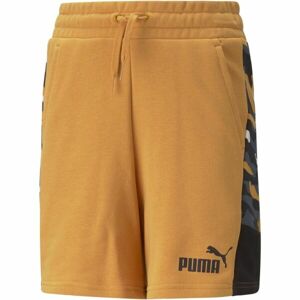 Puma ESS+CAMO SHORTS TR B DESERT CLAY Detské športové šortky, oranžová, veľkosť 116