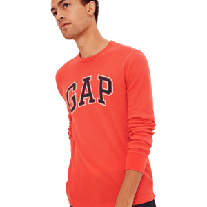 GAP V-INTX WAFFLE CREW LOGO Pánske tričko s dlhým rukávom, oranžová, veľkosť L