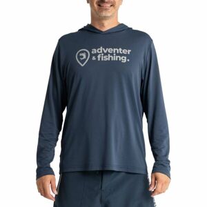 ADVENTER & FISHING UV HOODED Pánske funkčné hooded UV tričko, tmavo modrá, veľkosť L