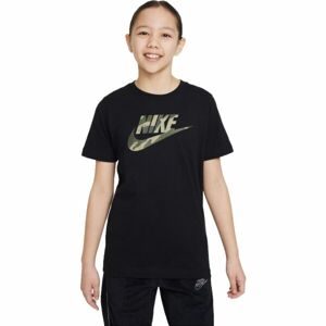 Nike NSW TEE CLUB CAMO Dievčenské tričko, čierna, veľkosť S