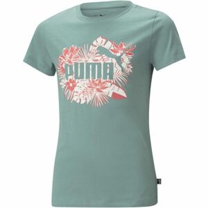 Puma ESS+ FLOWER POWER TEE G ADRIATIC Dievčenské tričko, zelená, veľkosť 140