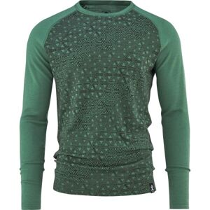 Bula GEO MERINO WOOL CREW Pánske tričko s dlhým rukávom, zelená, veľkosť M